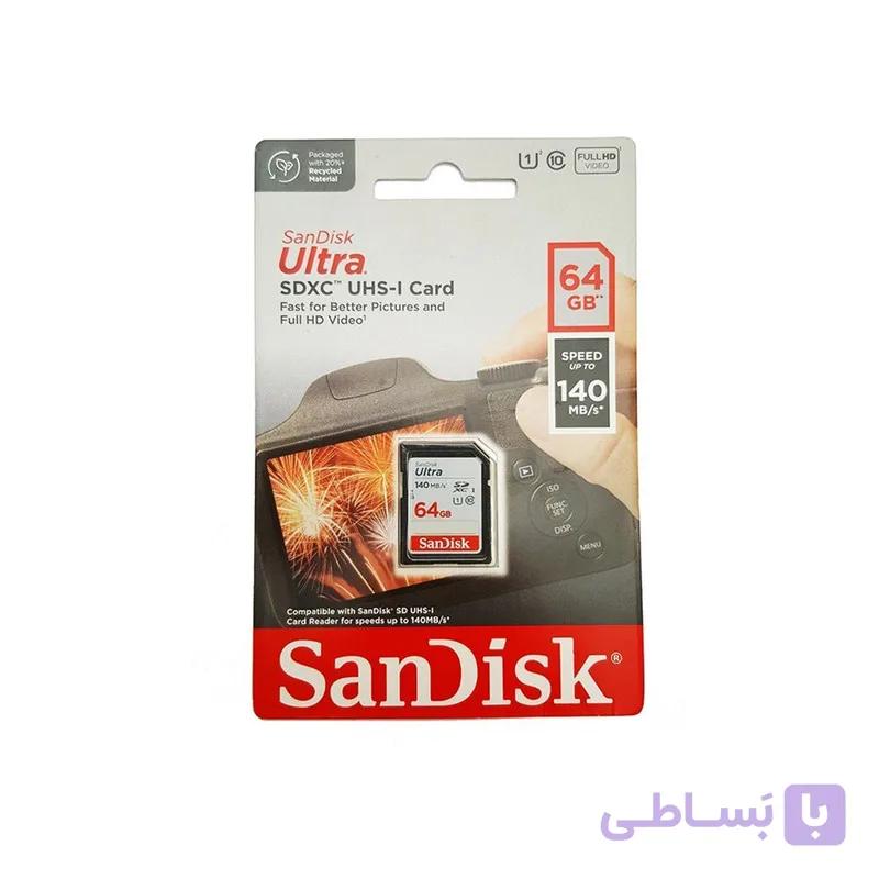 کارت حافظه SDXC سن دیسک مدل Ultra کلاس 10 استاندارد UHS-I U1 سرعت 100MBps ظرفیت 64 گیگابایت