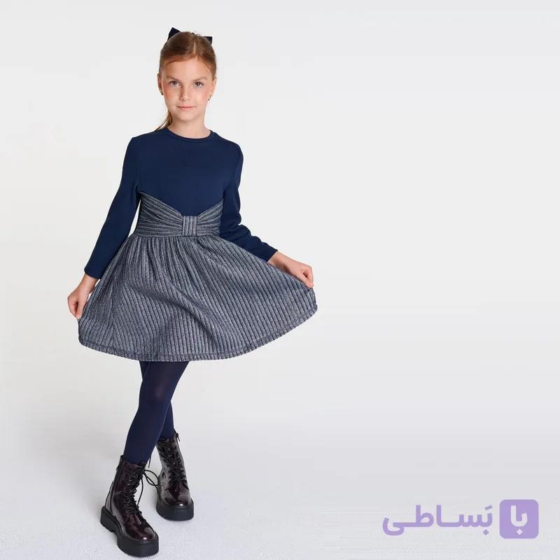 پیراهن آستین بلند یقه گرد دخترانه شی شی مدل DSL0463 (۵ تا ‍۱۲ سال)