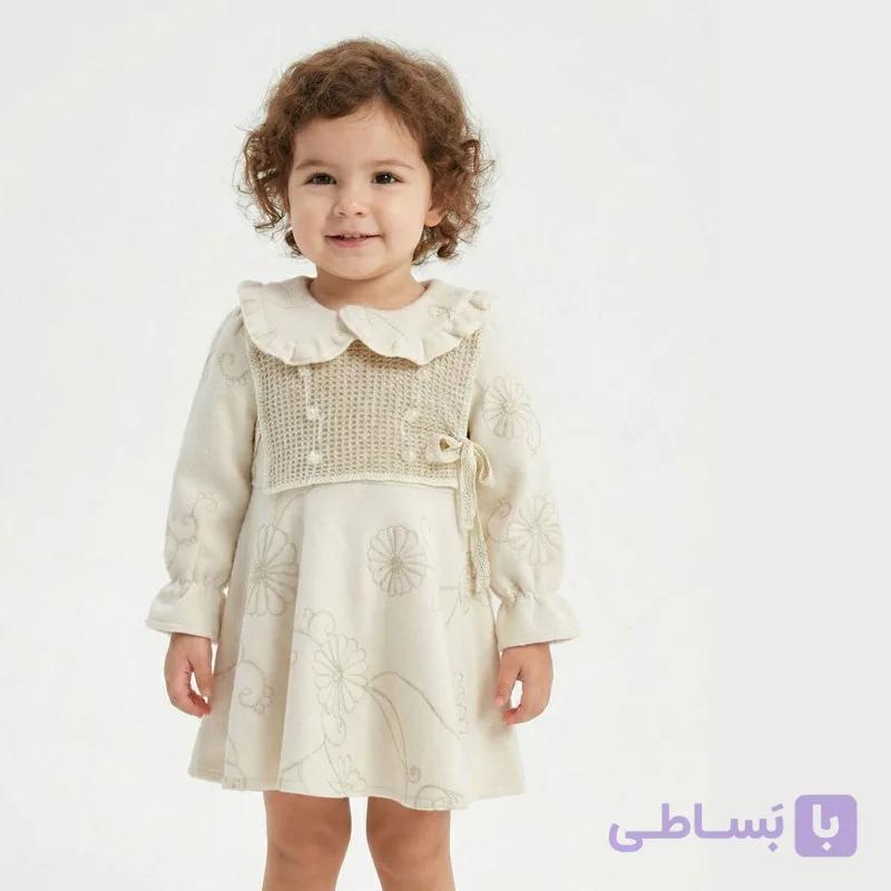 پیراهن آستین بلند یقه گرد دخترانه مدل  ۴۱۳۵ عیدانه (۱ تا ۵ سال)