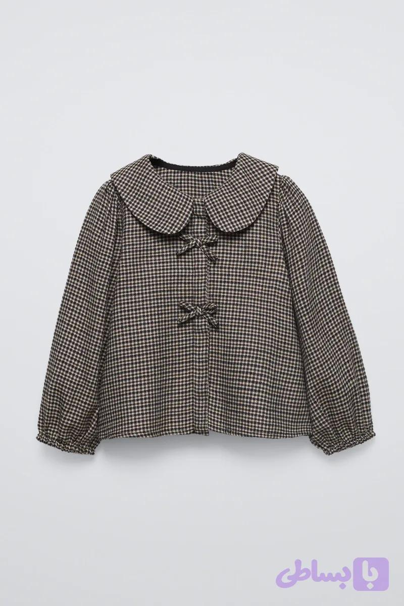 شومیز چارخونه پاپیونی zara