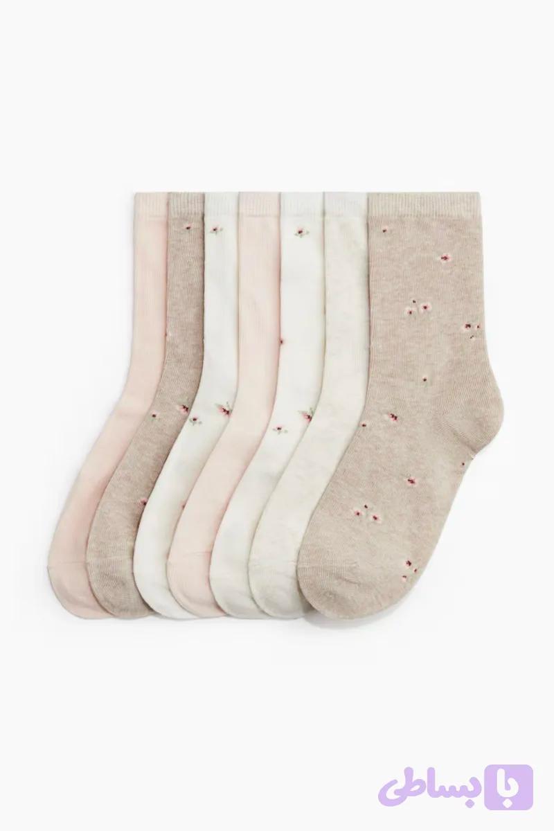 جوراب نخی گلدار h&m