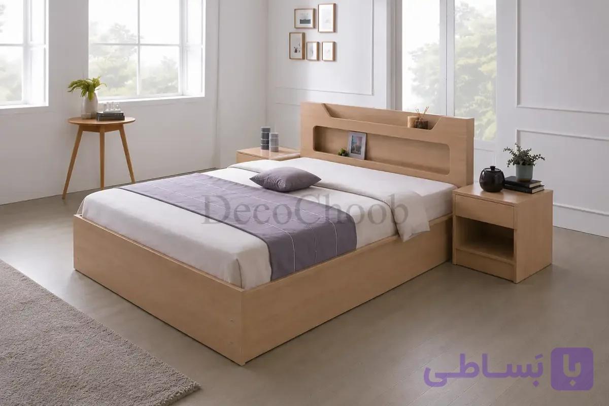 سرویس خواب دو نفره ملامینه مدل هامر با کشو و پاتختی — تصویر 1
