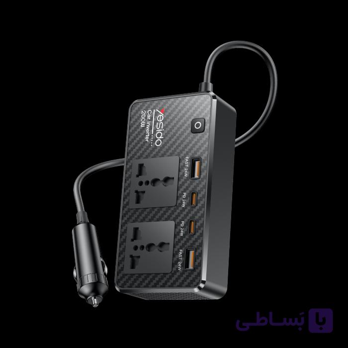 اینورتر خودرو yesido 200w مدل vc07 رنگ مشکی — تصویر 1