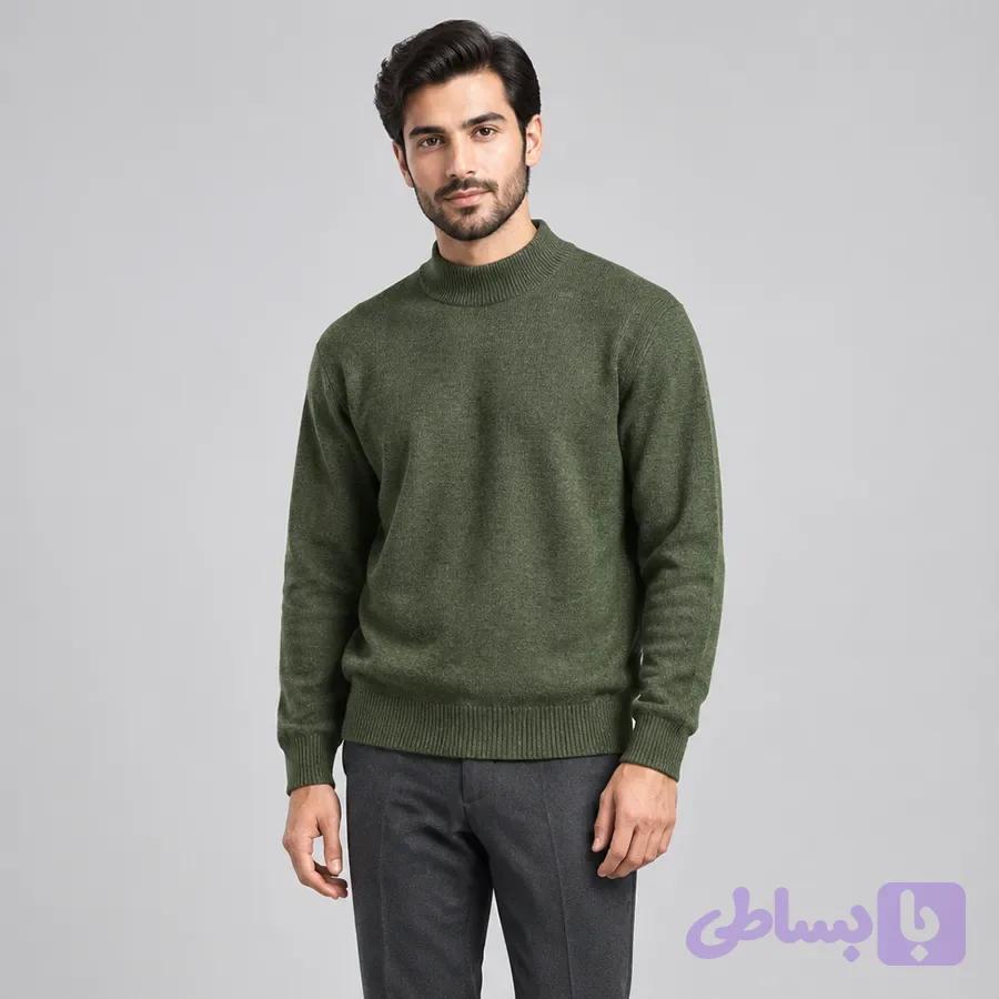 بافت مردانه یقه ایستاده سبز مدل ۱۰۰۳