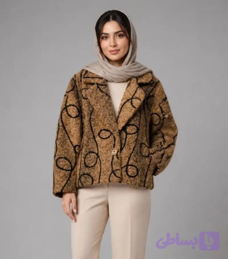 کت زنانه فوتر موهردار درجه یک یقه انگلیسی مدل ۱۰۰۱