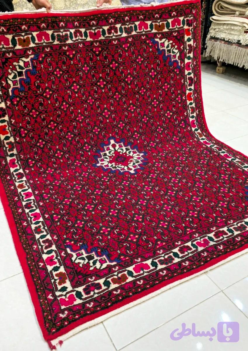 قالیچه سه متری دستباف گوشتی نقشه ماهی حسین آباد همدان