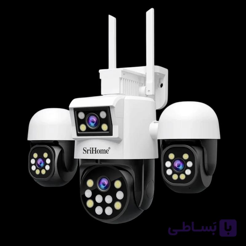 دوربین مداربسته بی‌سیم تحت شبکه 8 مگاپیکسل SH069 برند سری هوم (SriHome) با 4 لنز (یک لنز ثابت سه لنز چرخشی و قابلیت دید در شب رنگی دوسال گارانتی اصلی + ۶ ماه خدمات رایگانو ارسال رایگان