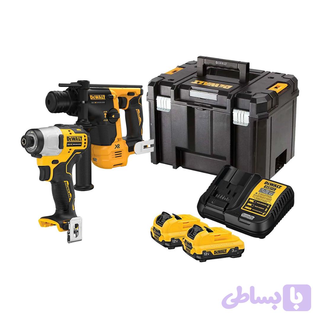 کیت بتن‌کن سه حالته و پیچ‌گوشتی ضربه‌ای شارژی براشلس 12 ولت دیوالت مدل DCK2104L2T-GB — تصویر 1
