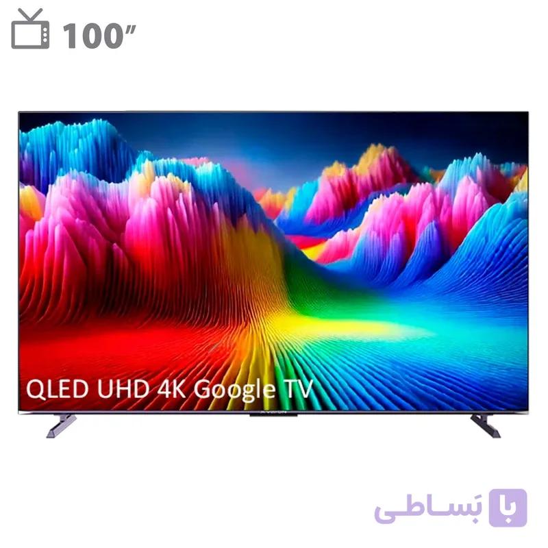تلویزیون کیو ال ای دی 100 اینچ ایکس ویژن مدل 100X25 با کیفیت 4K، نرخ تازه‌سازی 144 هرتز، عمق رنگ 10 بیت، پشتیبانی از Dolby Vision و HDR10، صدای 60 وات با ساب‌ووفر