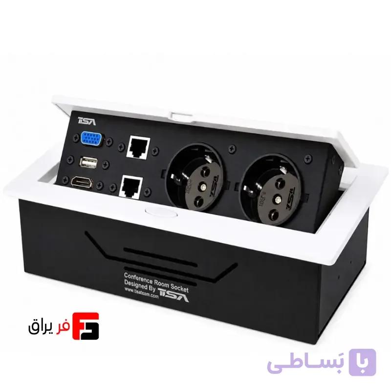 پریز توکار میز کنفرانس تیسا کد CRS-500 (دارای ۲ برق، ۲ شبکه، HDMI ،VGA و USB)