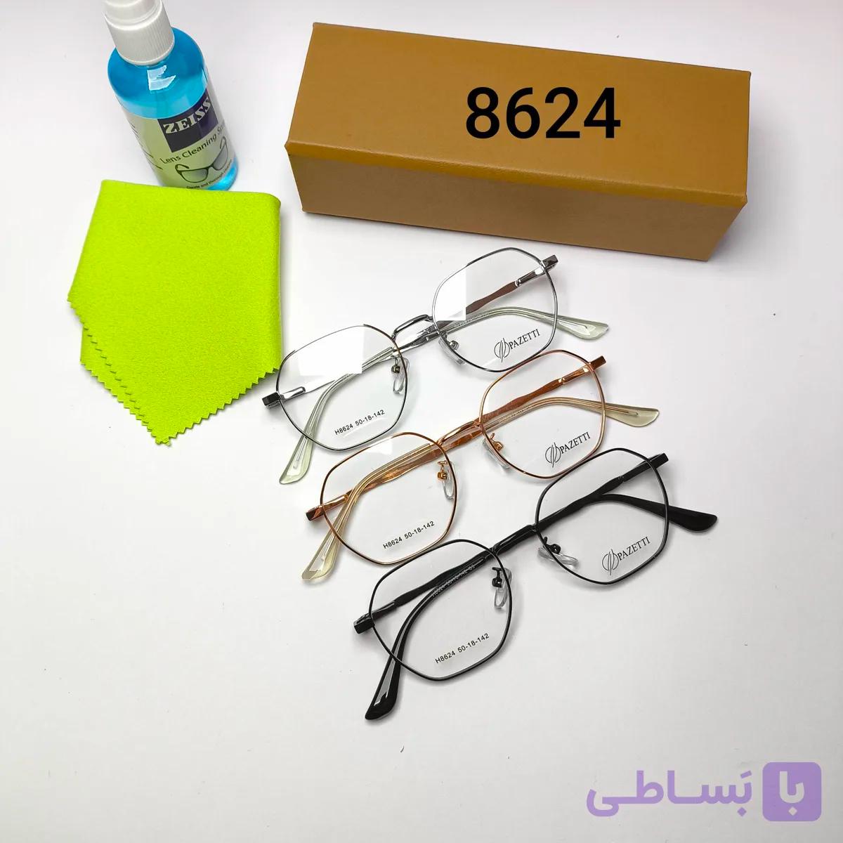 عینک طبی اسپرت فلزی هشت ضلعی پایه فنر پازتی Pazetti مدل 8624