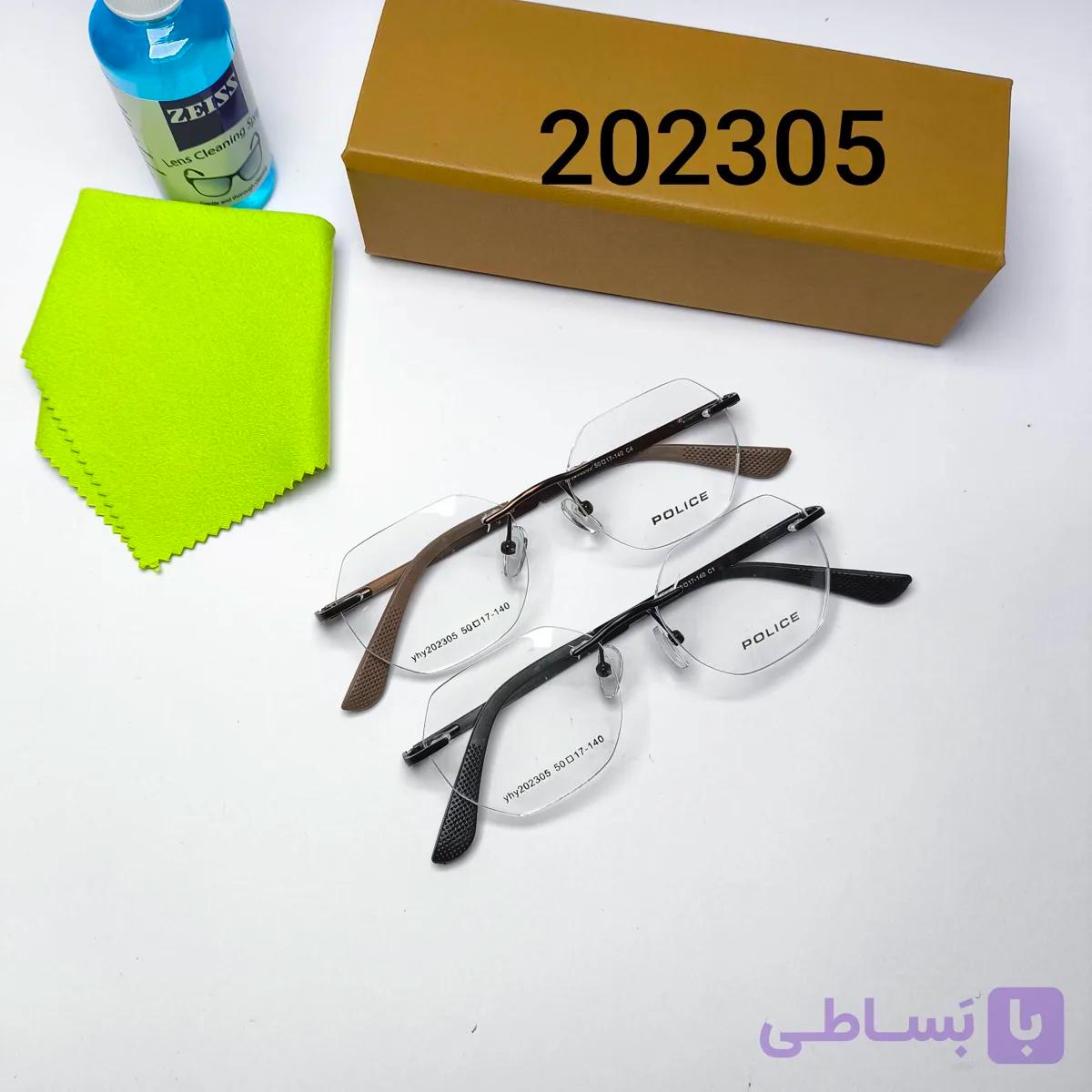 عینک طبی مردانه و زنانه فلزی فریم لس پلیس Police مدل 202305