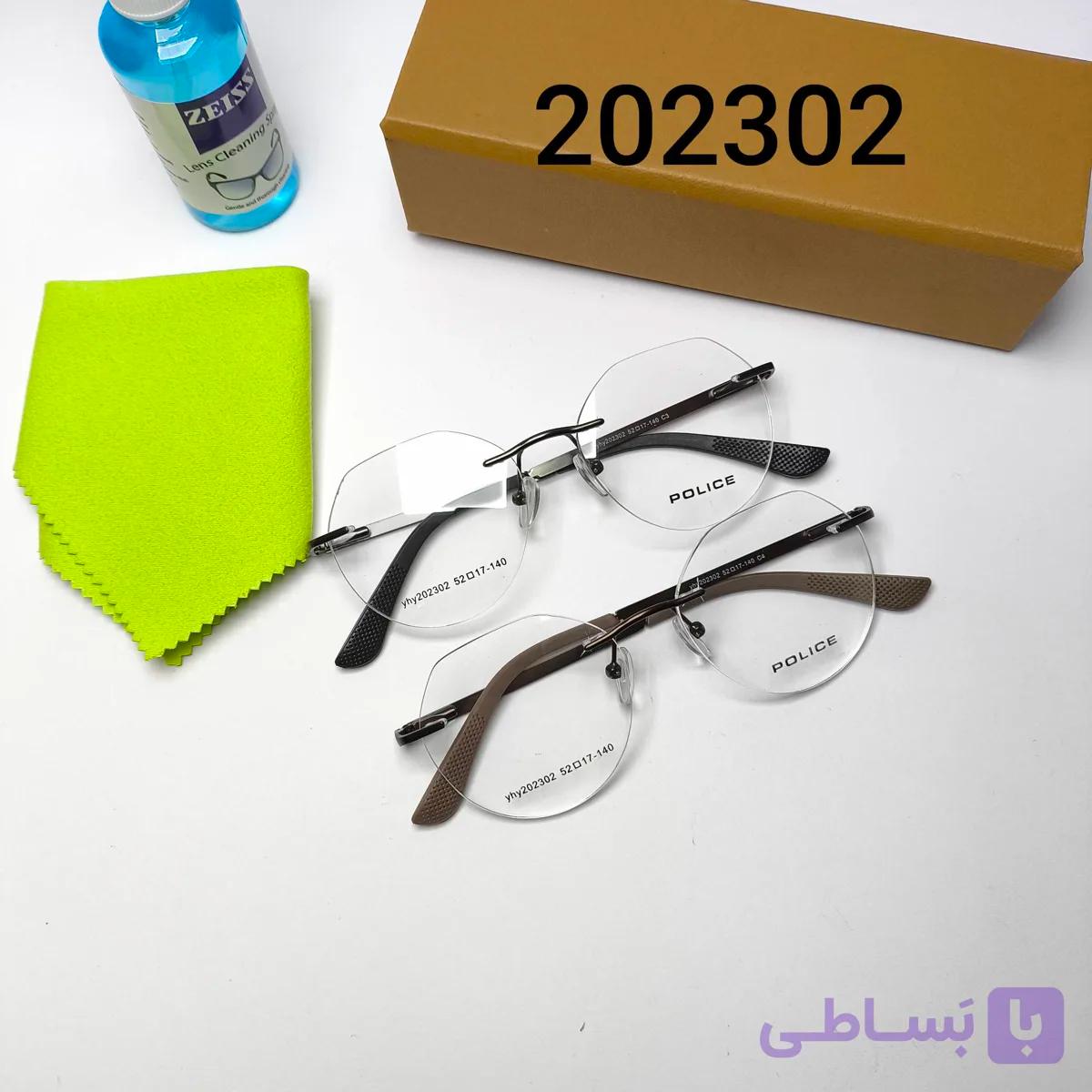 عینک طبی اسپرت فریم لس فلزی برند پلیس Police مدل 202302