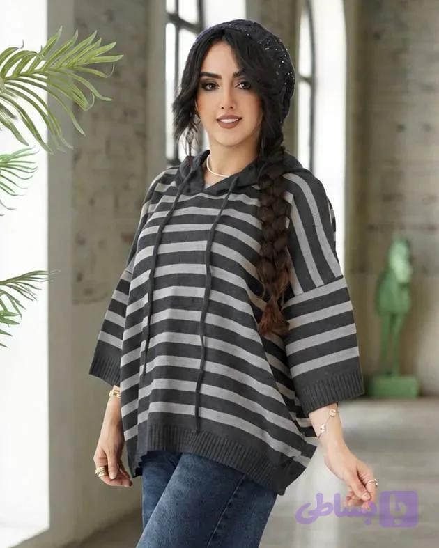 هودی بافت زنانه دخترانه یاسمین کدS8 — تصویر 1