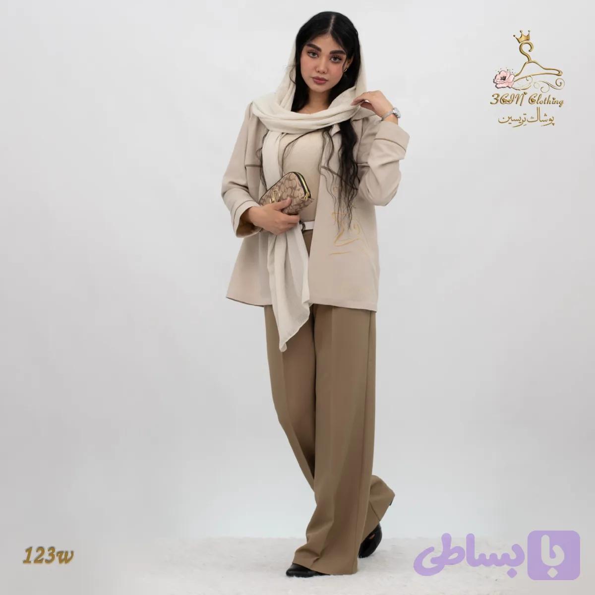 شومیز شلوار زنانه گلدوزی شده مدل 123w در پنج رنگ تریسین