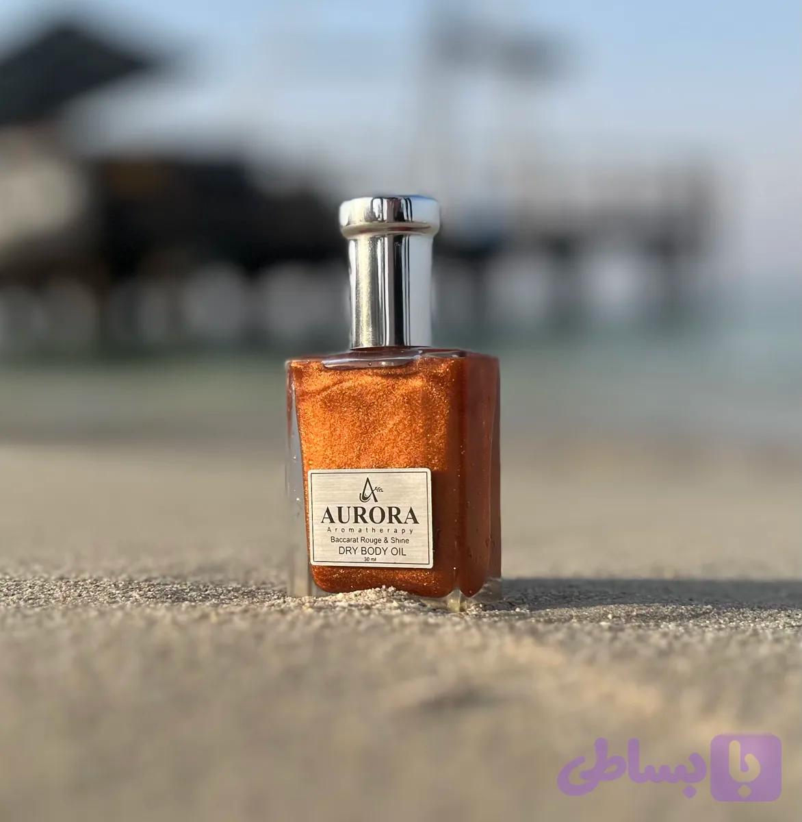 روغن خشک عطری آرورا با رایحه باکارات رژ و شاین برنز