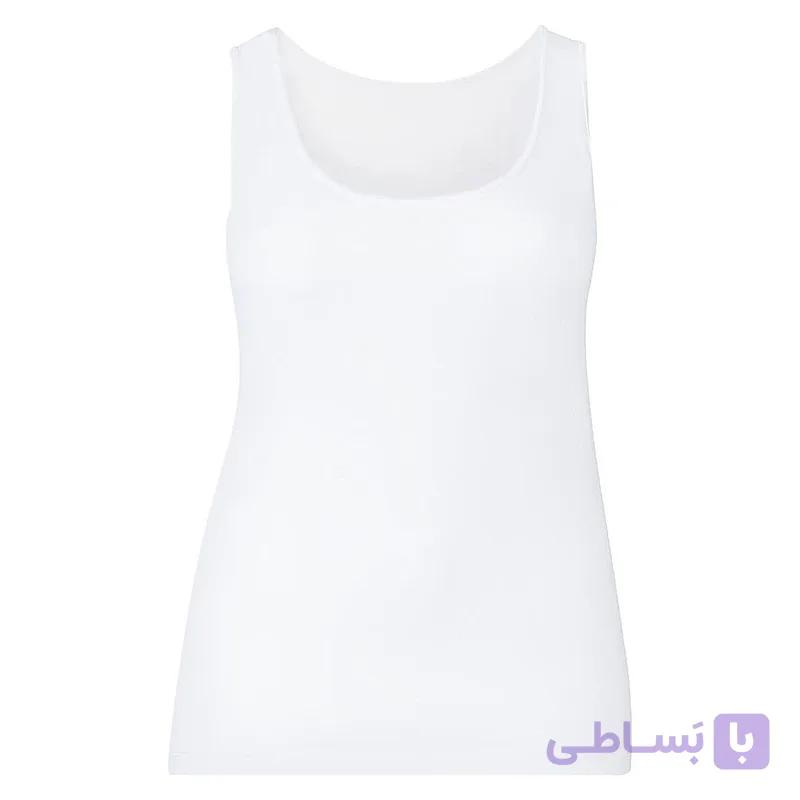 تاپ نخی سفید یقه گرد بند پهن اسمارا