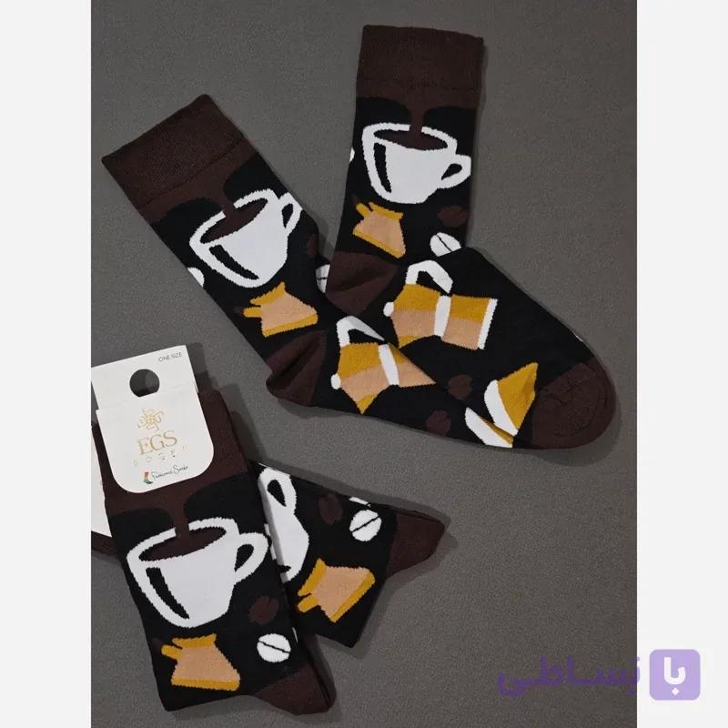جوراب مردانه ساقدار طرح coffee