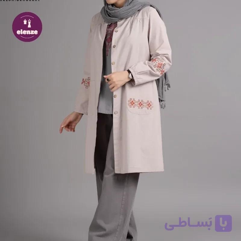 مانتو بلند دانشجویی اداری الیاف طبیعی مدل کیمیا