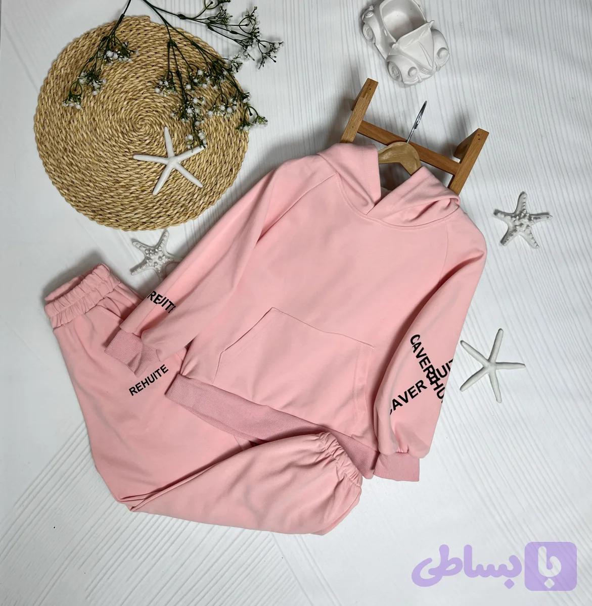 ست هودی و شلوار صورتی خوشرنگ وارداتی دخترانه ۳تا۸سال کد ۱۱۸