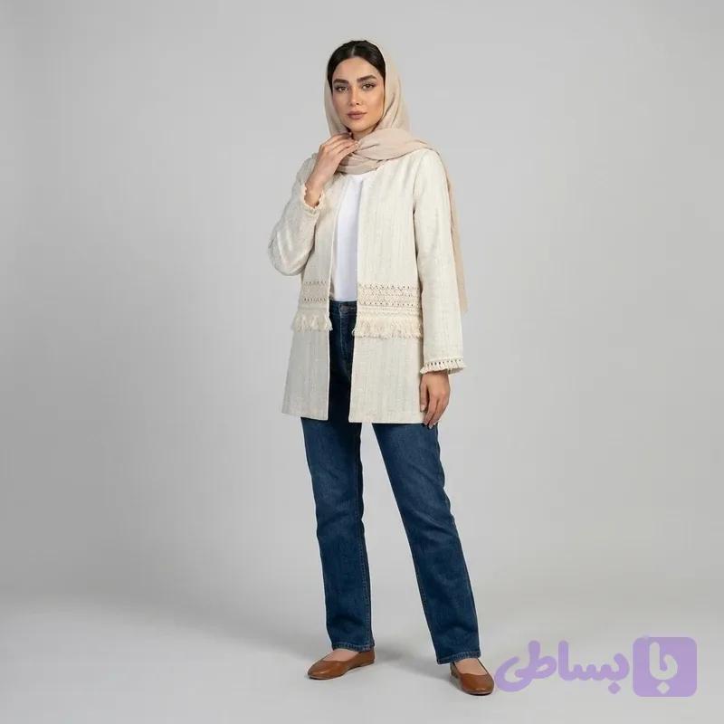 مانتو زنانه مدل لینن نچرال سوزن‌دوزی