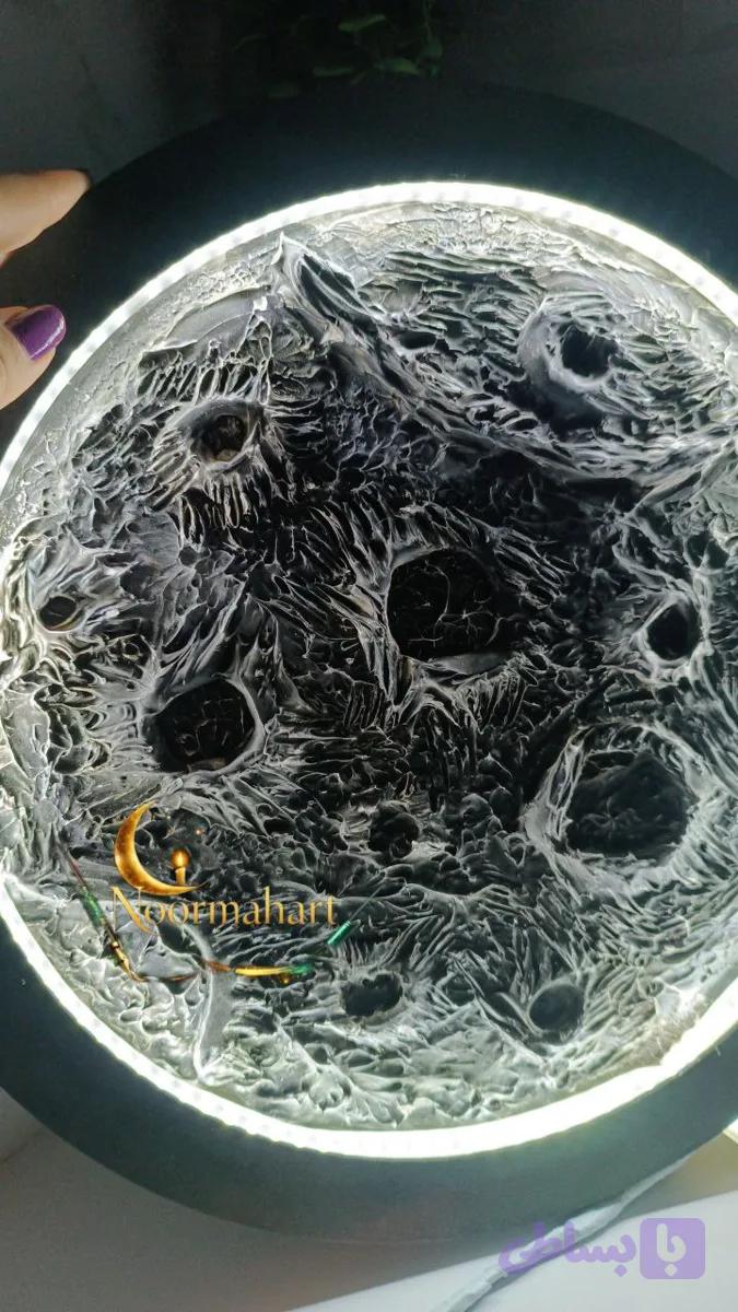 تابلو ماه دکوراتیو برجسته نوری جنس چوبی |دست ساز