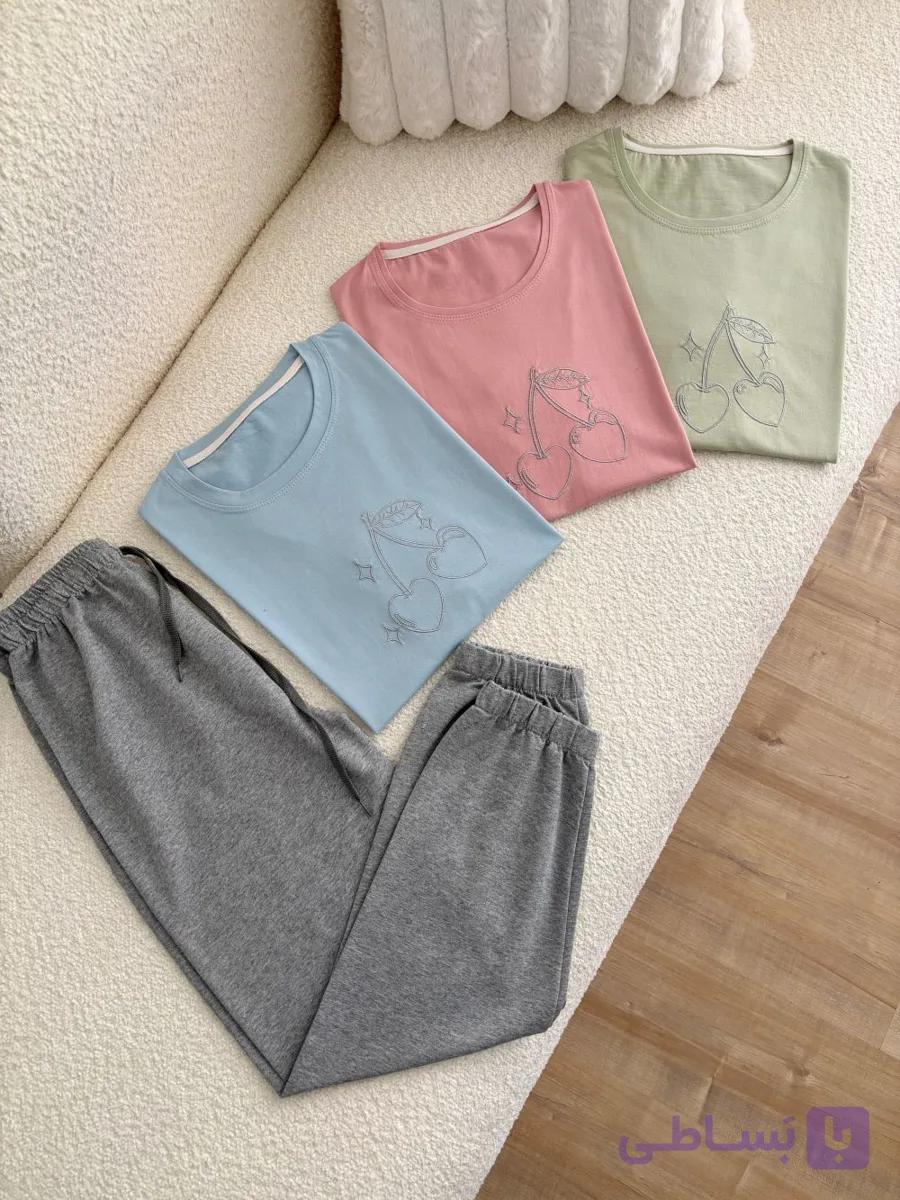 ست تیشرت شلوار ملانژ گیلاسی🍒