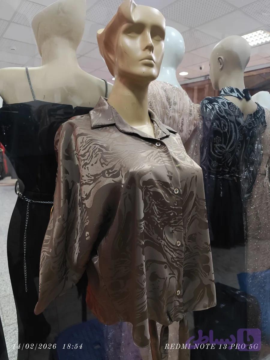 شومیز گره ای ساتن طرحدار