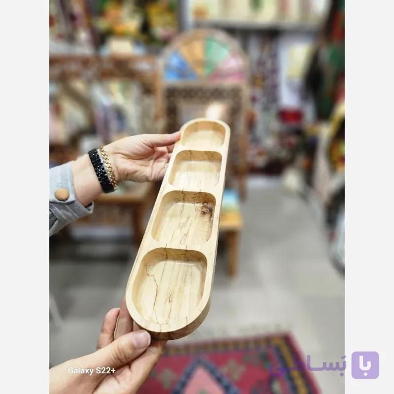ظرف اردوخوری چهار خونه چوبی مناسب تنقلات