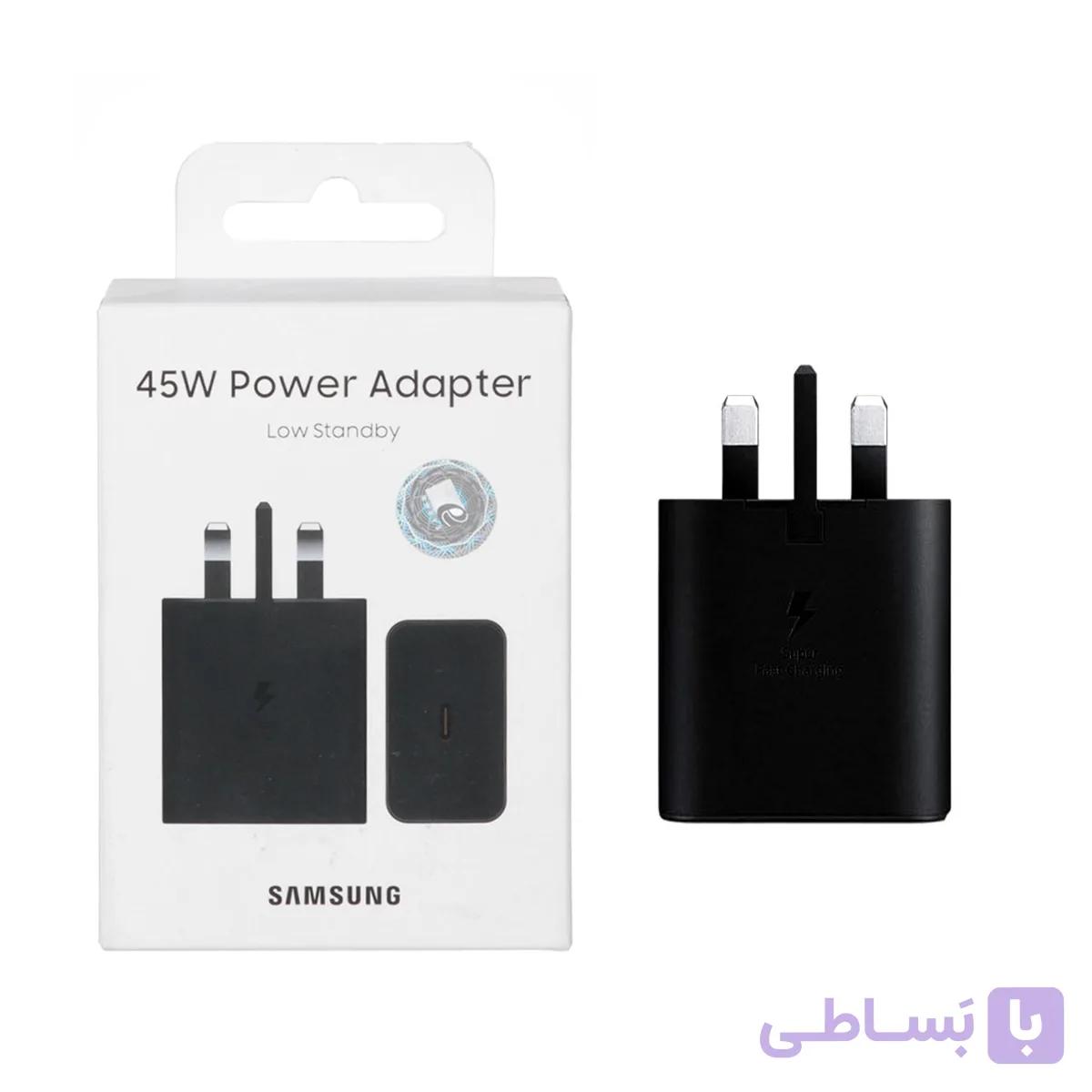 شارژر سه پین SAMSUNG 45W اصل چین T4511 ( فست و PD) مشکی (18 ماهه شرکتی) - bew کد1359606