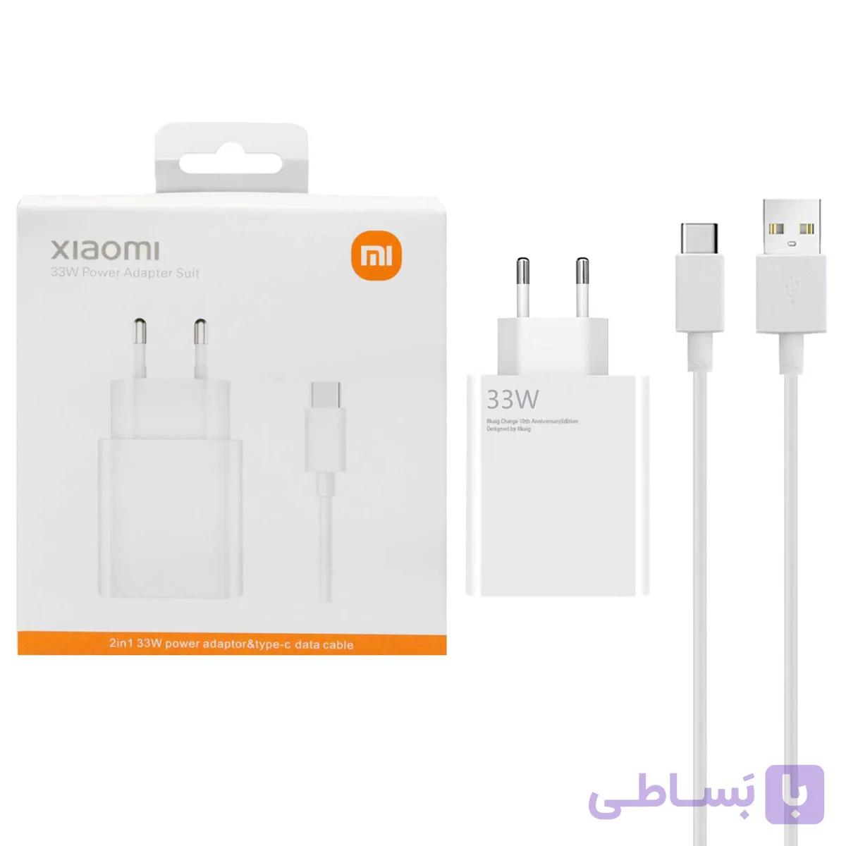 شارژر دیواری 33W فست تک پورت Xiaomi به همراه کابل شارژ Type-C مدل MDY-11-EZ - سفید درجه یک کد 1374538