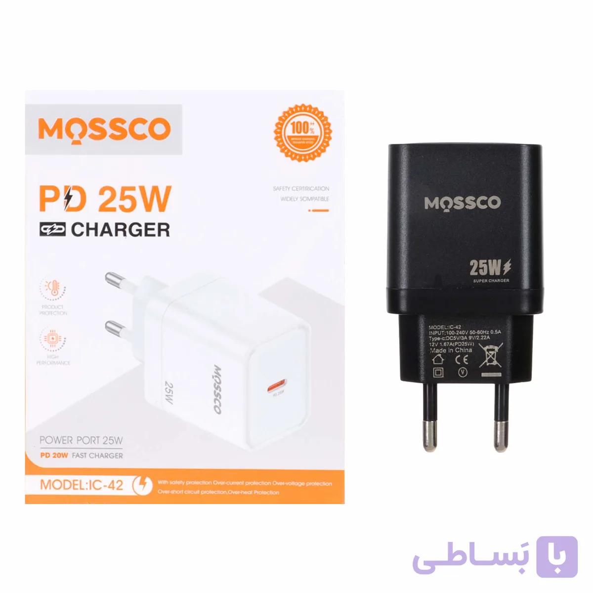 شارژر دیواری PD و فست تک پورت Mossco مدل IC-42 25W - سفید کد 1437508