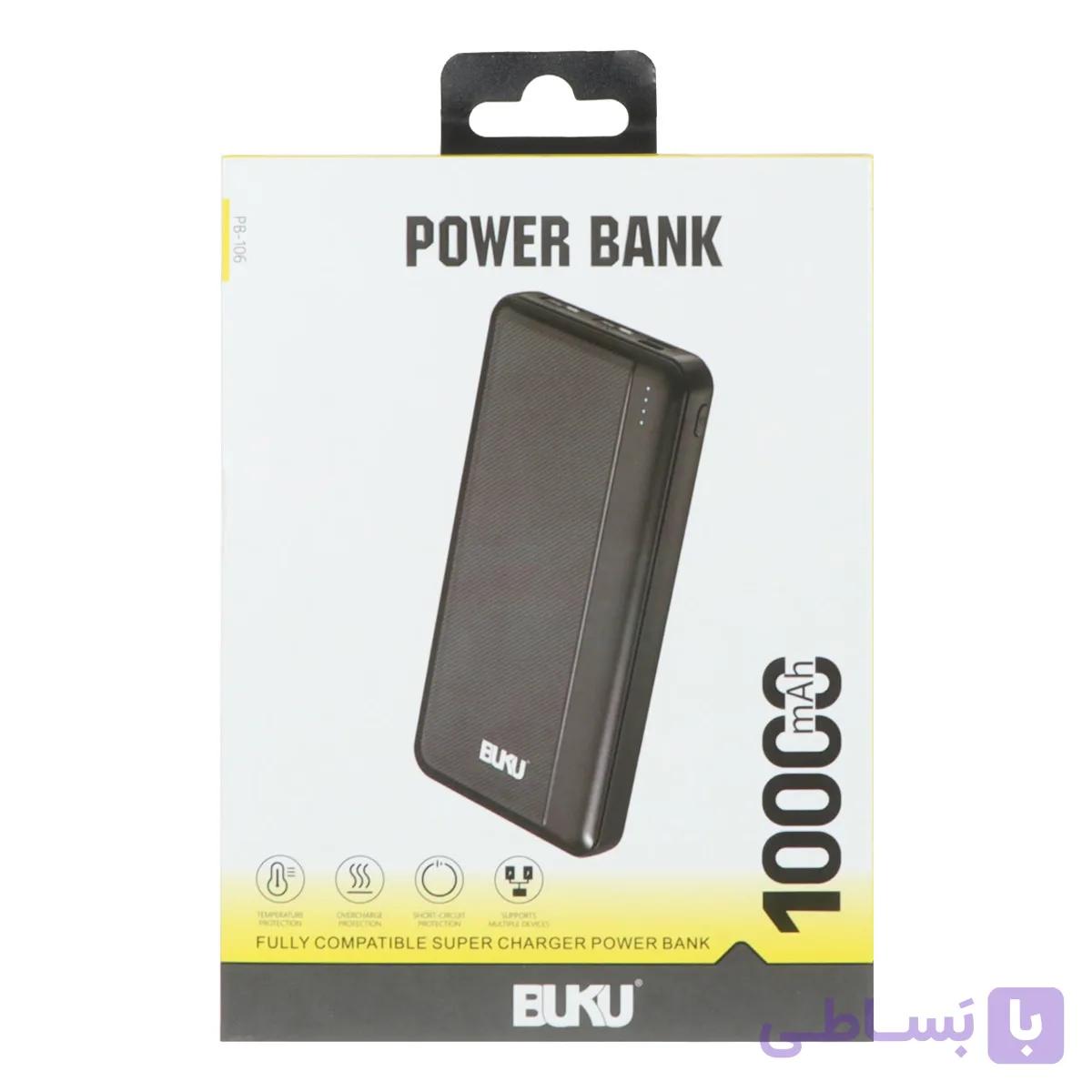 پاوربانک فست شارژ BUKU 10000mAh مدل PB-106 - مشکی - کد 1425406