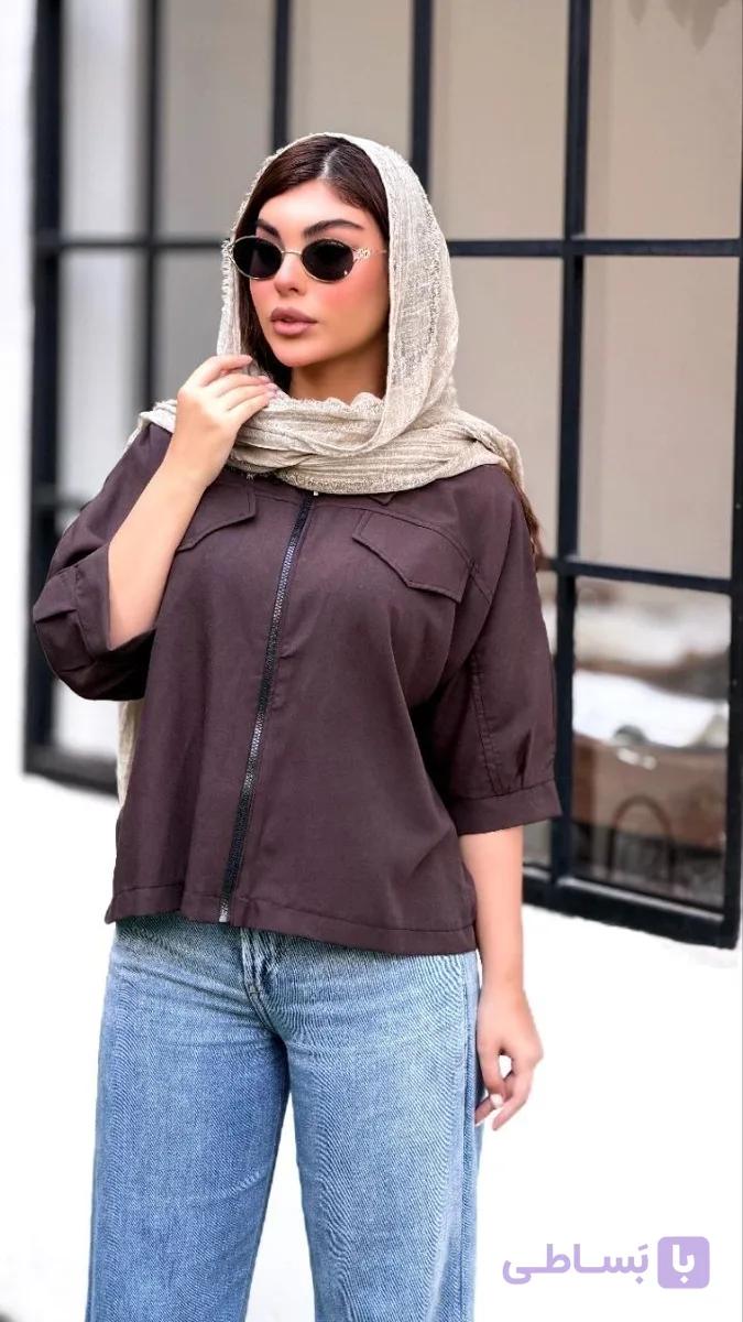 شومیز آستین پیله زیپدار زنانه کد 1422 — تصویر 1
