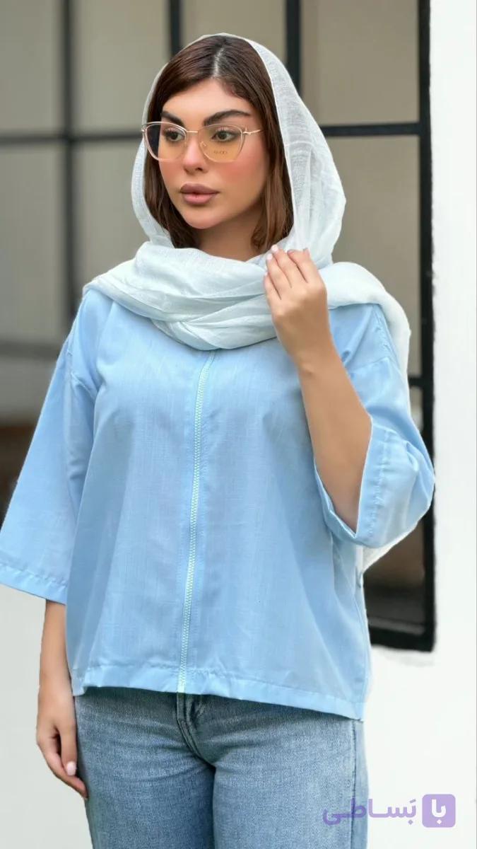 شومیز ساده زیپدار زنانه کد 1424 — تصویر 1