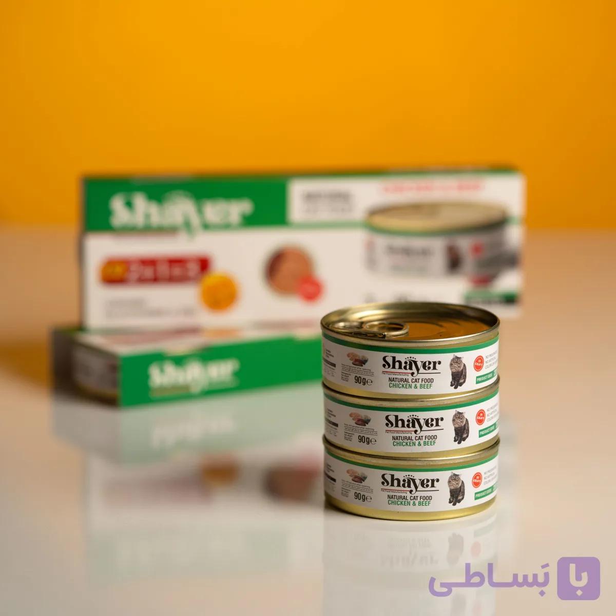 کنسرو غذای گربه با طعم مرغ و گوشت شایر بسته 3 عددی