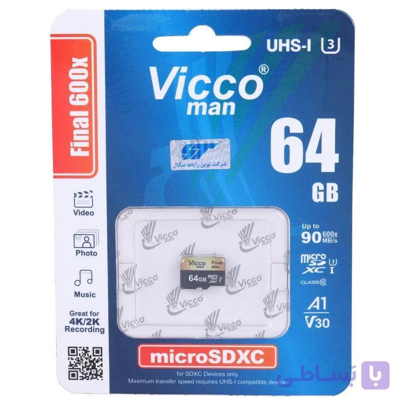 رم میکرو 64 گیگ ویکومن Vicco Man Final 600x A1 V30 U3 C10 90MB/s