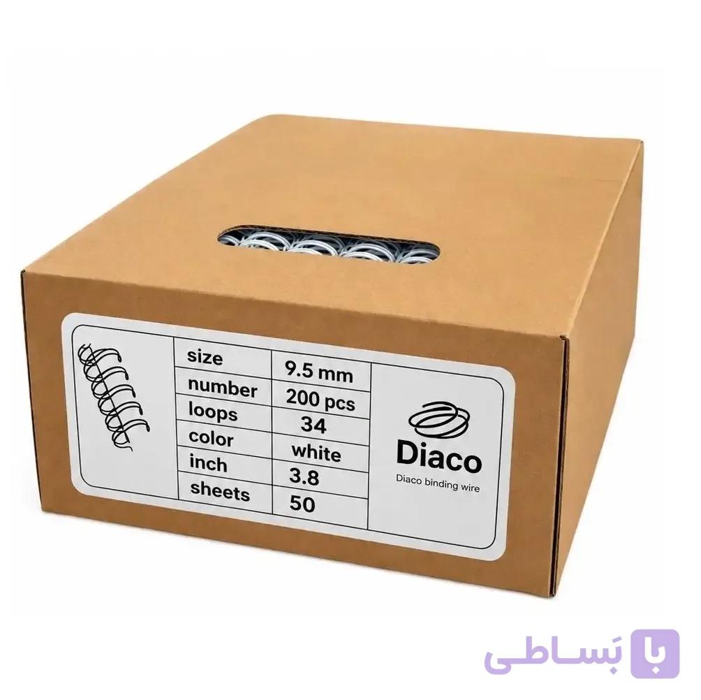 فنر صحافی فلزی دوبل سایز 9.5 میلی‌متری 34 لوپ روکشدار سفید بسته 200 عددی برند دیاکو قیمت برای هر عدد 4080