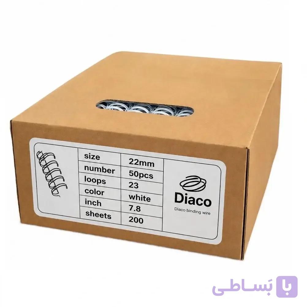 فنرصحافی دوبل فلزی سایز 22 میلی‌متری 23 لوپ روکشدار سفید بسته 50 عددی برند دیاکو قیمت برای هر عدد 16100