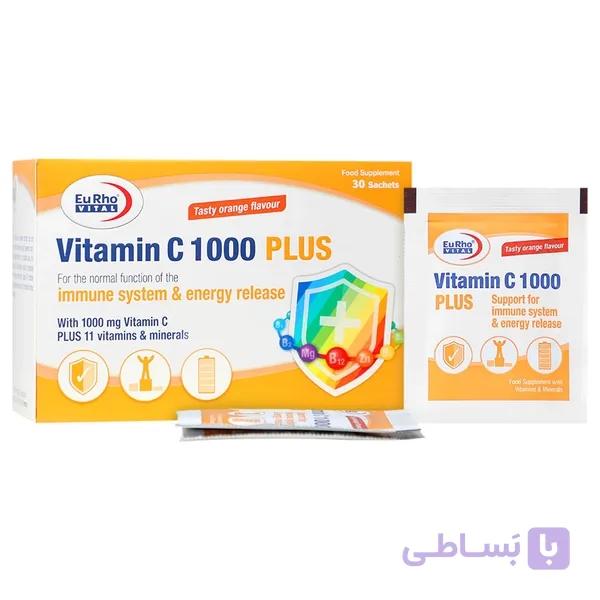 ساشه ویتامین سی 1000 پلاس یوروویتال 30 عددی — تصویر 1