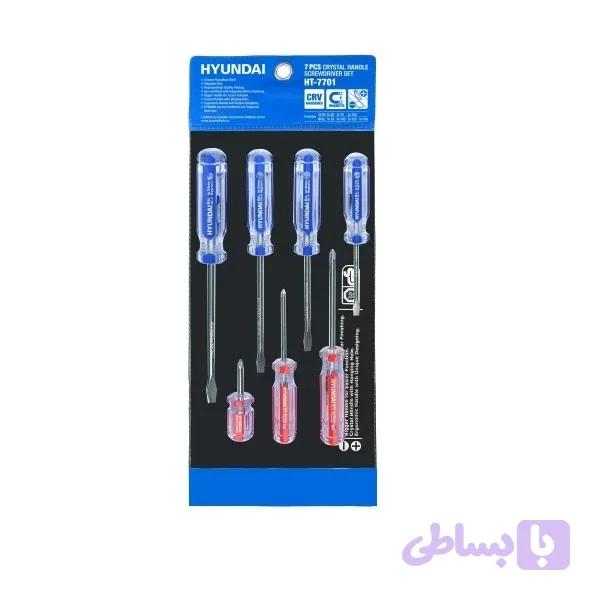 پیچ گوشتی کریستالی هیوندای مدل HT-7701 بسته 7 عددی