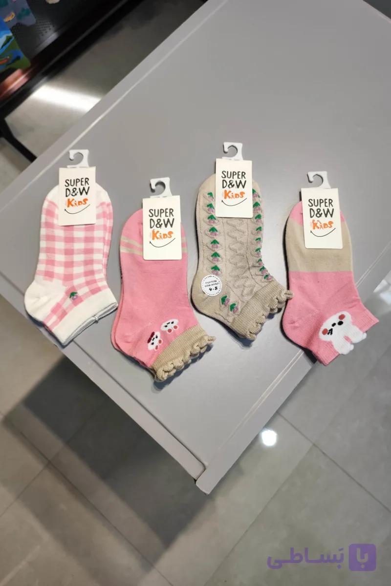 جوراب بچگانه دخترانه خرگوش و گل(4تا8سال)