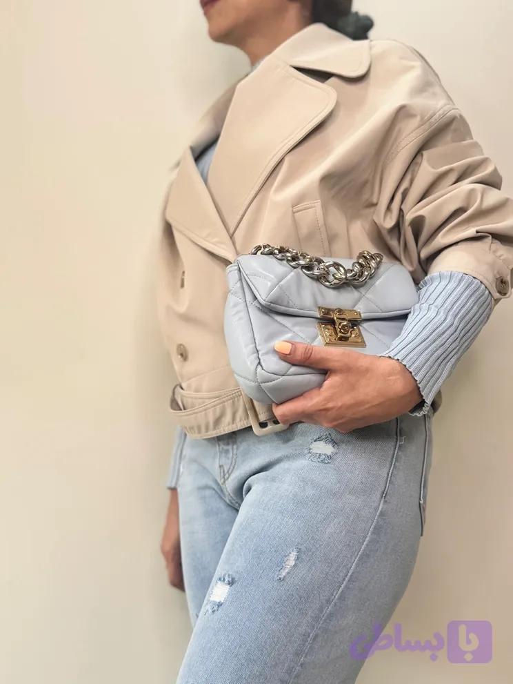 کراپ کت زنانه طرح زارا رنگ کرم و قهوه ای و مشکی ترند فری سایز ۳۶-۴۴