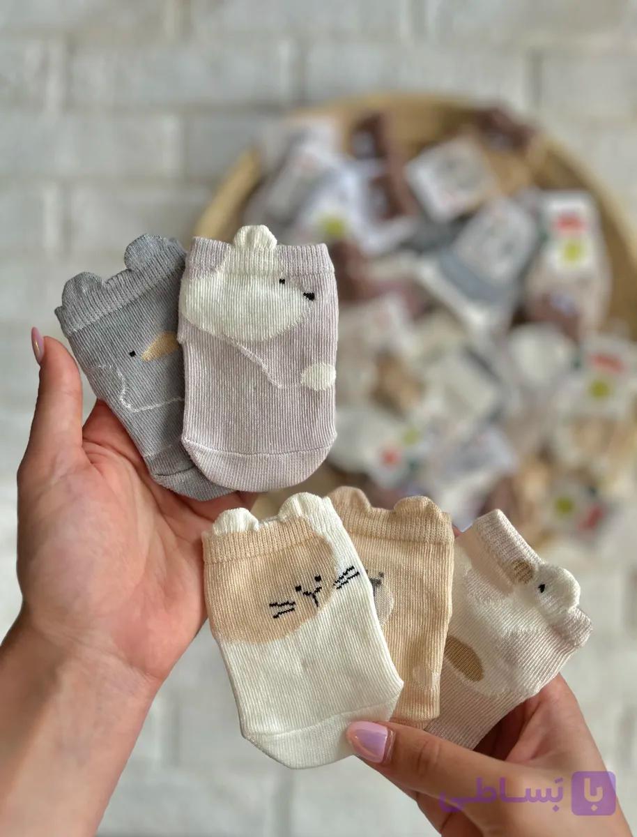 جوراب نوزادی پنبه ای طرح دار