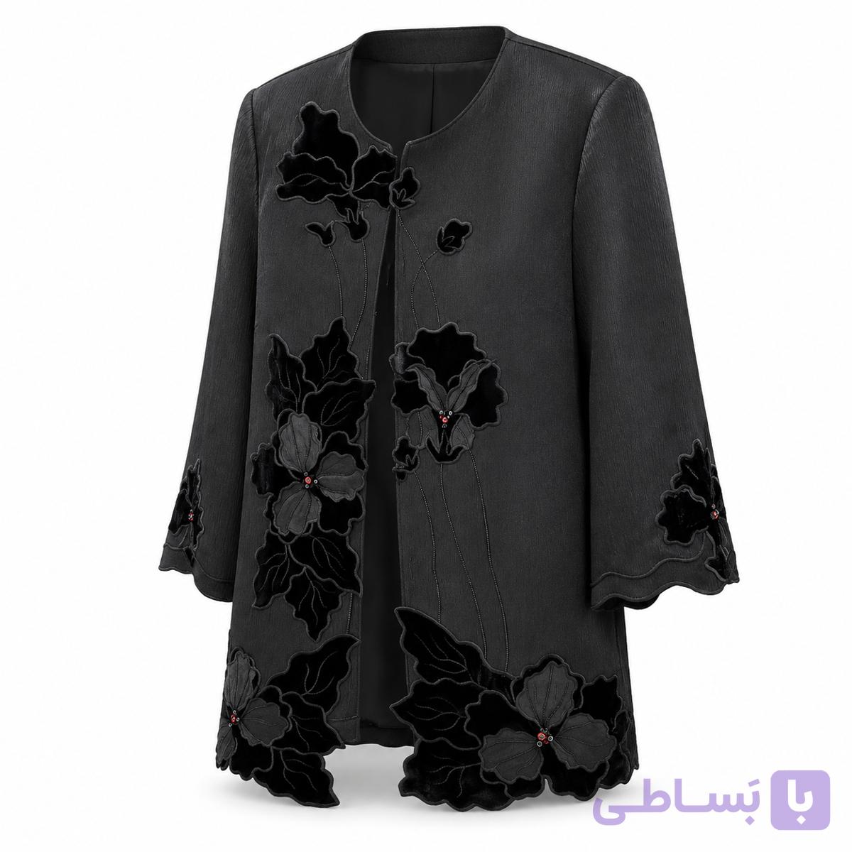 کت زنانه ژاکارد مدل ماریا تیکه دوزی و هویه کاری 40 تا 50