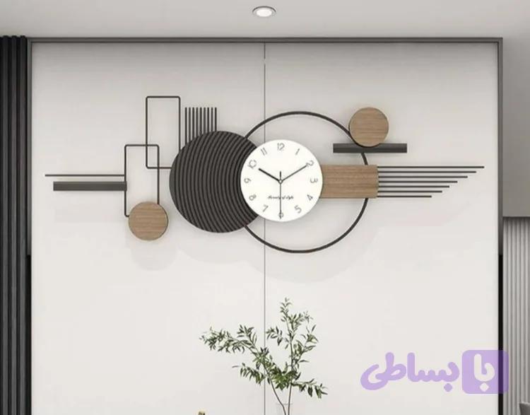 ساعت دیواری مدرن مینیمال تلفیق چوب وفلز کدH574🕘