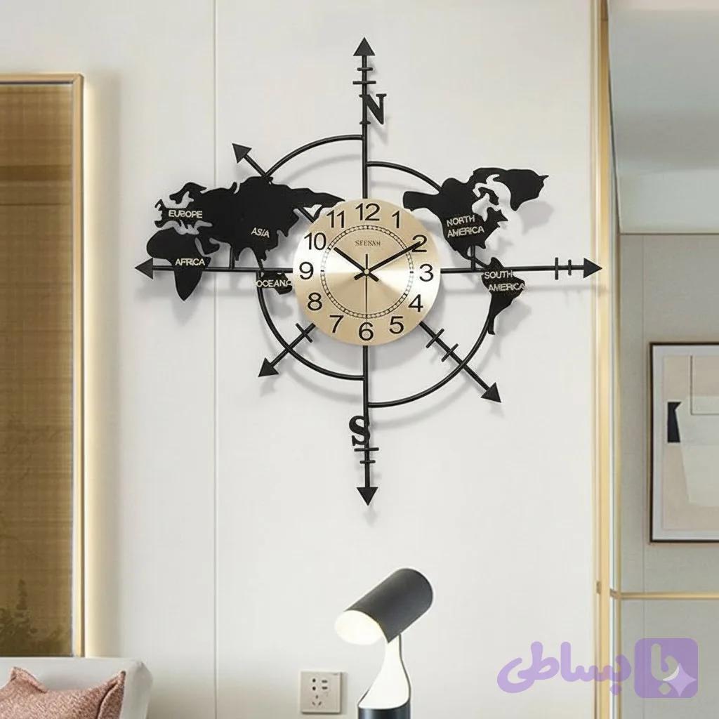 ساعت دیواری مدرن فلزی خاص قاره ای کدH262🕘