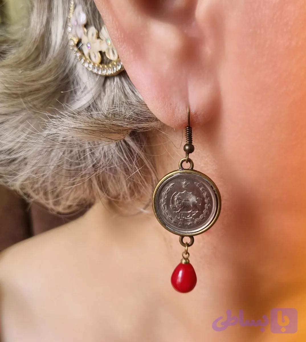 گوشواره سکه ای زنانه توکا گالری طرح کلاسیک