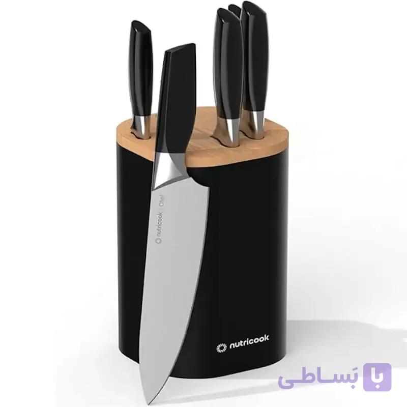 ست چاقوی ۶ پارچه نوتریکوک مدل KB150 | تیغه استیل با استند — تصویر 1