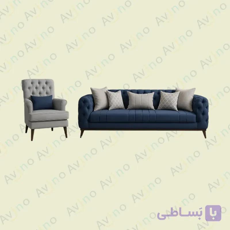 مبل راحتی چستر یونانی 7 نفره پایه چوب